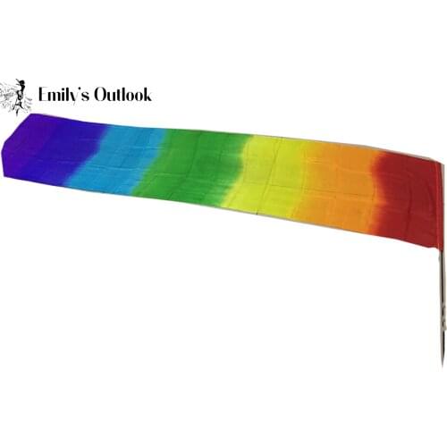 5 Mommes Habotai Worship Silk Flag For Women Rainbow Silk Veil Streamer Worship Banner 250cm Light Weight Without Stick Cheap