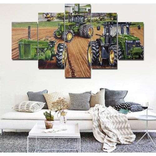 5Pcs Retro Farm Tractor Car Pictures Wall Art Home Decor Posters Canvas HD Modular Paintings Decoration Living Room Accessories