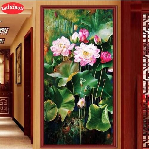 5D round Diamond Embroidery Natural scenery, lotus flower Diamond Painting Full Square Mosaic Cross Stitch Handmade Gift