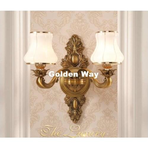 Free Shipping European Brass Wall Lamp Bronze Color Wall Sconce for Hotel With Crystal Shade Modern Crystal Wall lamp Lustre