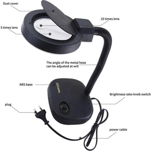 BST-208L mobile phone repair adjustable brightness can be rotated 360 degrees 36 LED desk lamp magnifying glass