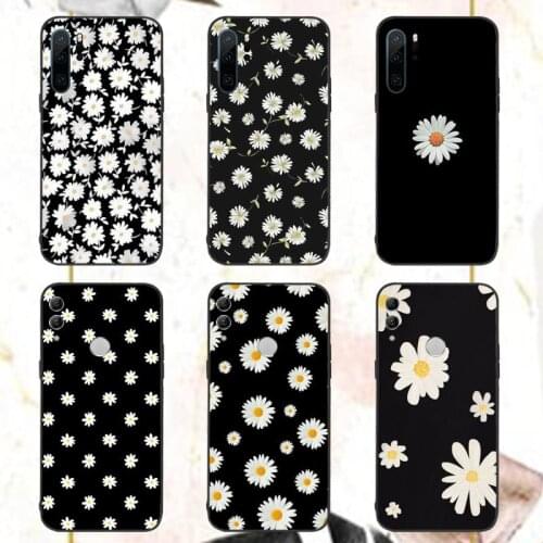 Black White Flower Daisy Phone Case For Huawei Honor view P10 P20 P30 8x 8a 8c 9 9x 10 20 10i 20i lite 2019 plus pro P smart