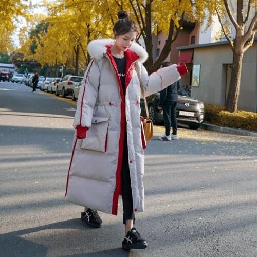 Long Down Jacket 90% White Duck Snow Wear Luxurious Rabbit Fur Collar Down Coat Winter Fashion Thick Warm Plus Size Bubble Coat