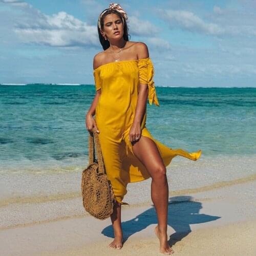 Elegant Summer Beach Off Shoulder Maxi Dress Ladies Black Sexy Loose Holiday Boho Long Dresses Solid Loose Sundress Vestidos