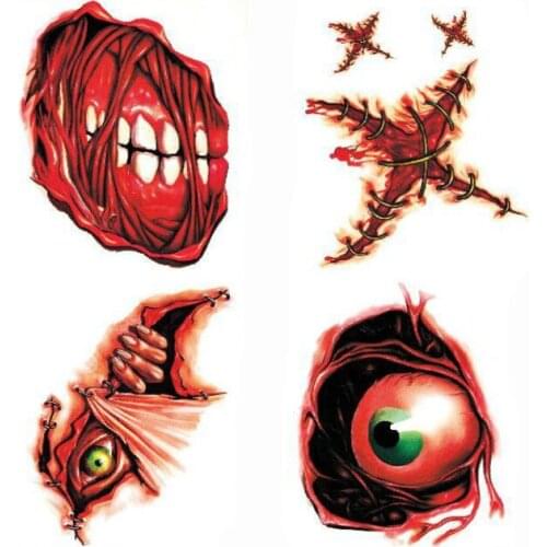 Factory Sale 3D Holloween Lifelike Scar Arm Temporary Tattoo Halloween Party Disposable Body Tattoo Stickers Waterproof 500PCS