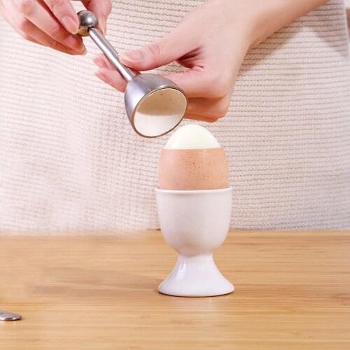 Stainless Steel Egg Cracker Tool Separator Egg Opener Removing Top of Soft Hard Boiled Eggs Shell Top Cutter Knocker for Kitchen