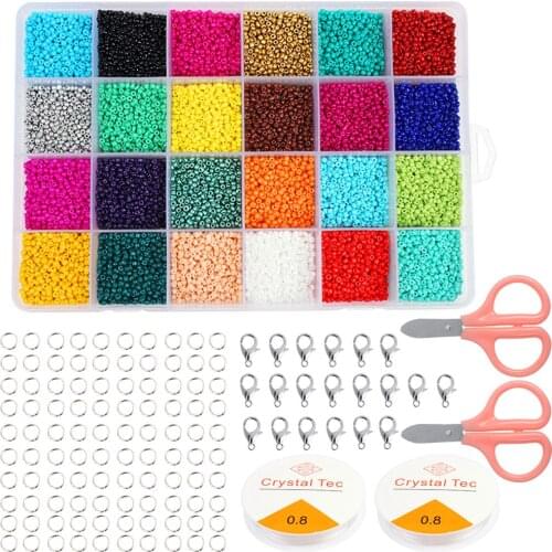 Colorful Beads Set Mini Glass Beads to Make Necklaces DIY Jewelry Christmas Gift Xmas Present