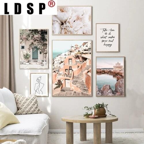 LDSP Living Home Decor Nordic Bohemia Sea Sunrise Landscape Abstract Line Canvas Painting Wall Art Print Poster Picture Modern