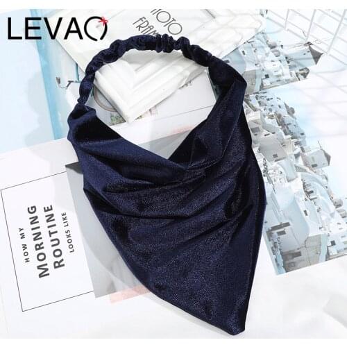 Levao Fashion Solid Color Hair Scarf Headband for Women Elastic Hairbands Velvet Headpieces Retro Winter Hair Accessories