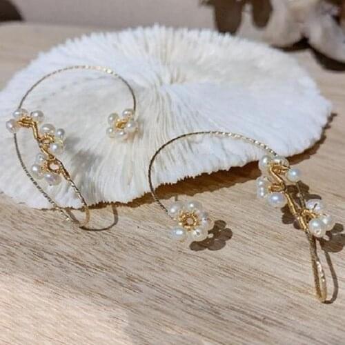 Hot 1 Pair Vintage Ear Cuff Earrings Elegant Crystal Pearl Design Earrings for Women and Girls