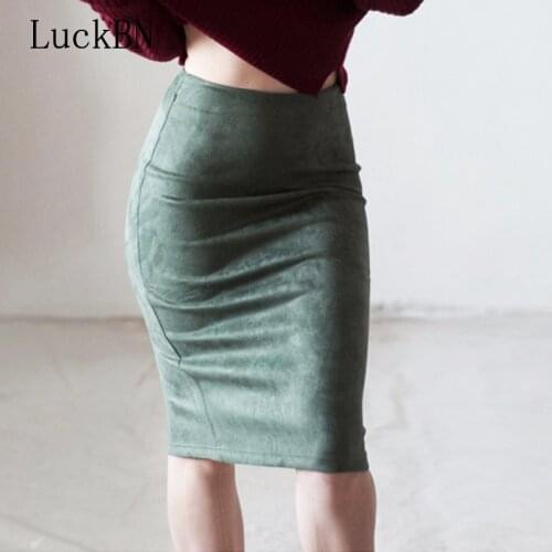 Замшевые юбки-карандаши LuckBN China At AliExpress