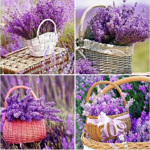 MomoArt Diamond Painting Flower Picture Rhinestone Diamond Embroidery Lilac Cross Stitch Mosaic Scenic Needlework Handmade Hobby