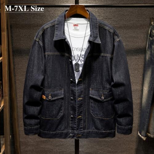 Plus Size 5XL 6XL 7XL Oversized Mens Denim Jacket Fashion Retro Trend Loose Jean Jacket Male Brand New Autumn