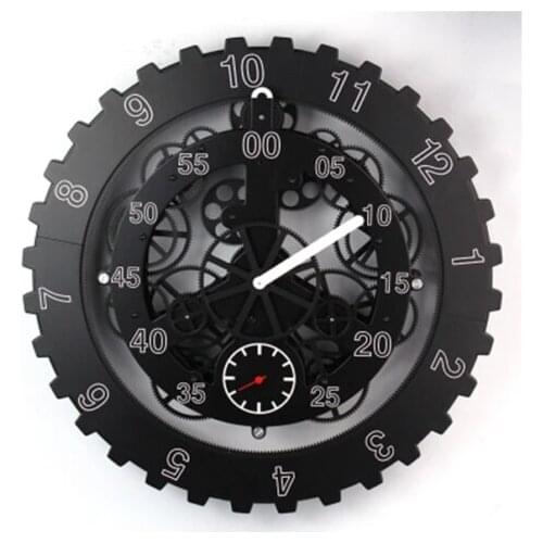 Moving Gear Wall Clock Creative Art Decor Retro Roman Watch Black 18" HOT