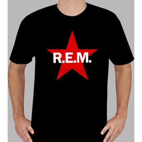 New REM R.E.M. Red Star Army Rock Band Mens Black T-Shirt Size S to 3XL