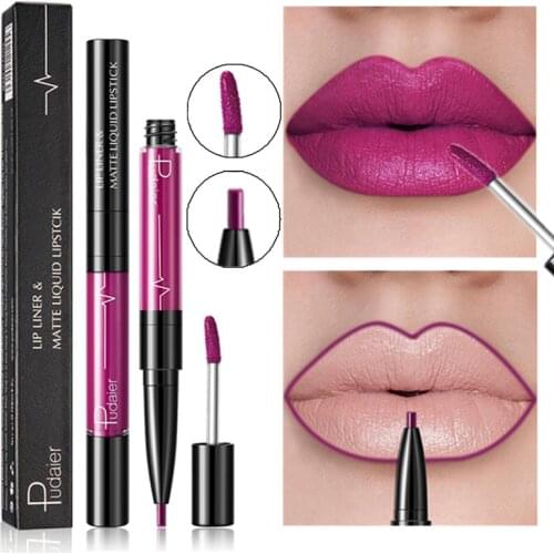 New 16 Color Liquid Lipstick Matte Red Lips Makeup Waterproof Lipstick Long Lasting Nude Purple Lip Liner Pencil Matt Lip Gloss