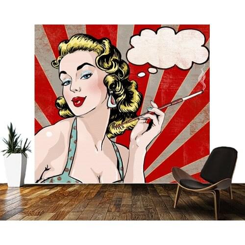 Papel de parede Pop art girl beautiful sexy girl vintage wallpaper,living room bedroom wall papers home decor mural