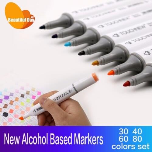 High Quality!!TOUCHNEW Twin sides alcohol based permanent art marker pen,80 colors with free bag