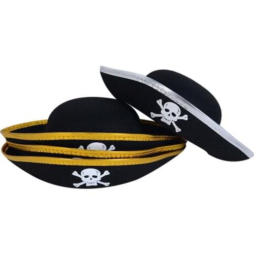 Pirate Hat Child Adult Cosplay Halloween Decor Pirate Skull Captain Hat Masquerade Captain Felt Cap Halloween Party Cosplay Prop