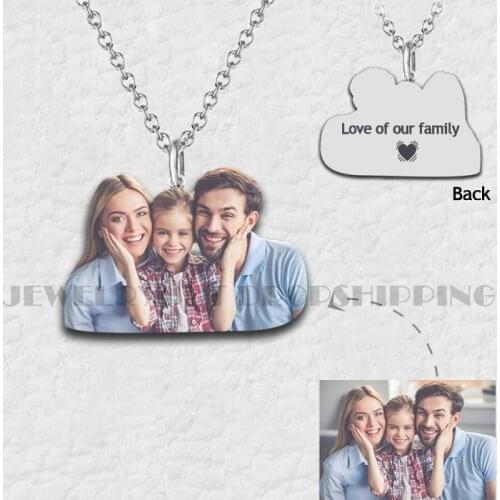 Customize Color Necklace Personalized Portrait Your Child Family Lover Photo necklace 925 sterling silver Valentines day Gift