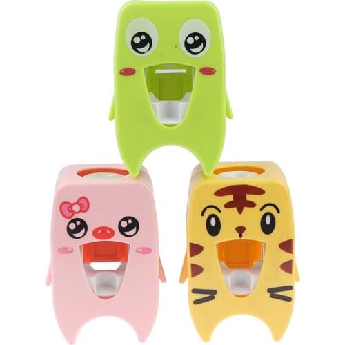 Practical Strong Suction Sucker Funny Cartoon Style Bathroom Household Toothbrush Holder Children Automatic Toothpaste Dispenser