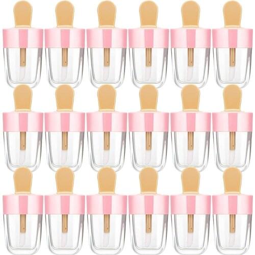 20Pcs 8 ML Clear Ice Cream Lip Gloss Tube Empty Lip Balm Mini Lip Balm Container DIY Refillable Cosmetic Bottle for Lipstick