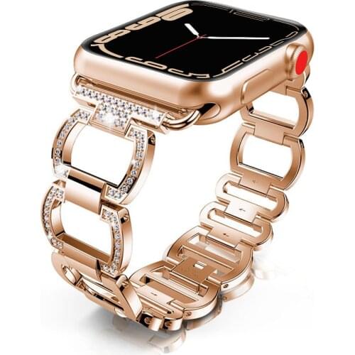 Strap for Apple Watch Band 42mm 44mm 38mm 40mm series 6/5/4/3/2/1 iwatch band Diamond Rhinestone Metal link bracelet