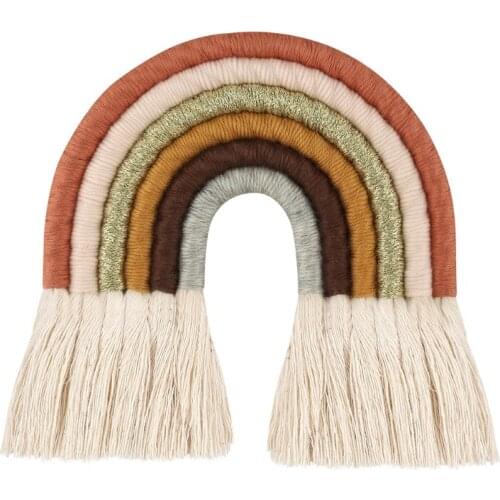 Hand-woven Pendant Macrame Rainbow Wall Hanging Art Woven Tapestry Bohemian Crafts Room Decoration Tapestry for Home LXAF