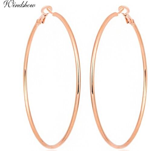 Oversize Rose Gold Color Large Big Circle Loop Hoop Earrings For Women Girl Hiphop Jewelry Aros oorbellen boucle d'oreille femme