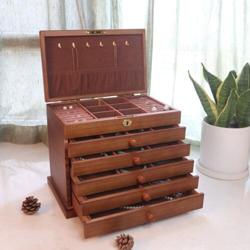 6-Layer Wooden Jewelry Box, Large Capacity, Princess Jewelry Storage, Multi-Layer, Lily, Brand New