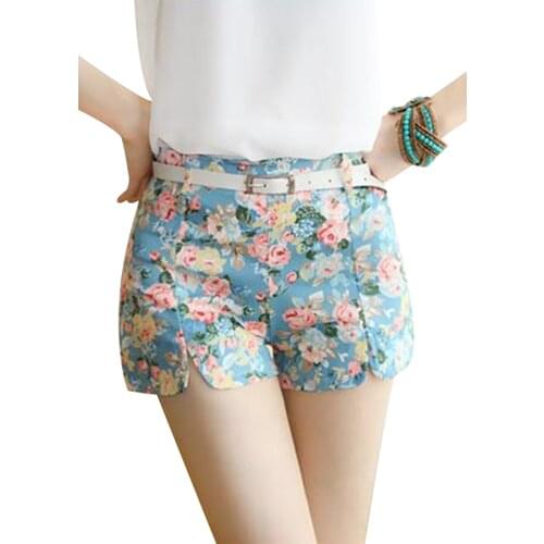 French Style Sweet Girl Floral Print Summer Shorts Vintage Elegant Women Fashion Cute Beach Holiday Casual Elastic Hot Shorts