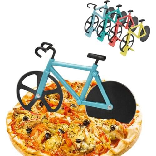 Bicycle Stainless Steel Pizza Cutter Creative Pizza Hob Kitchen Baking Tools Bicycle Pizza Wheel Cutter