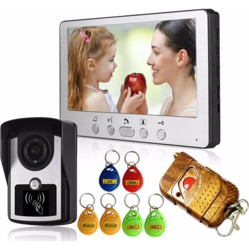 7" Color Video Door Phone Wire Intercom Doorphone IR Night Vision Camera RFID Remote Control For Apartment