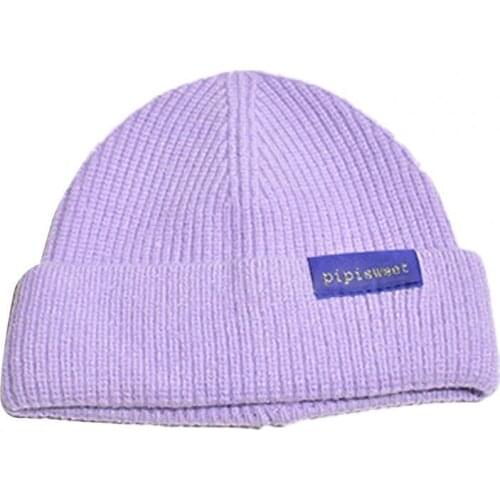 Knitted Hat Soft Elastic Solid Color Knitted Beanies Hat Winter Warm Ski Bonnet Skullies Cap