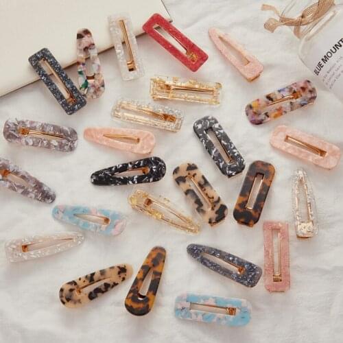 1pcs Vintage Hollow Hair Clip For Women Leopard Marble Textured Geometric Waterdrop Duckbill Barrette Hairpin Hair Accessories