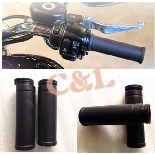 1" Inch 25MM Black Rubber Handlebar HAND GRIPS Fits For Harley Fat Boy Bob Cruiser Chopper with twin cable throttle