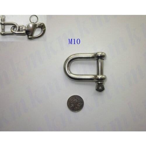 10PCS/LOT Stainless Steel 316 Grade D and Dee Type M10 Screw Pin Anchor Shackle