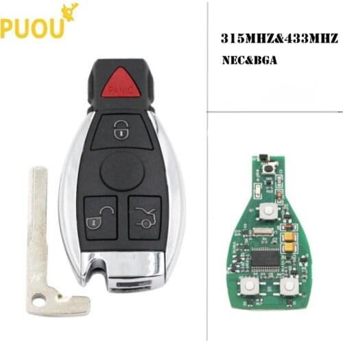 10pcs/lot Smart Remote Key 3+1 Button 315mhz/433mhz fob for Mercedes Benz after 2000+ NEC&BGA replace NEC Chip