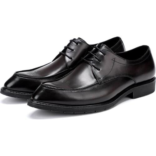 2020 Brogue Oxford Handcrafted Mens Genuine Leather Formal Shoes Black Burgundy Stylish Dress Shoes For Men Dropshippig