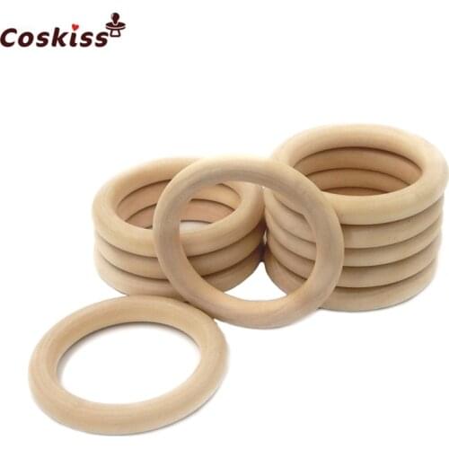 50mm(1.96'')20pcs Nature Montessori Baby Toy Organic Infant Teething Teether Toy Accessories Wooden Ring Necklace