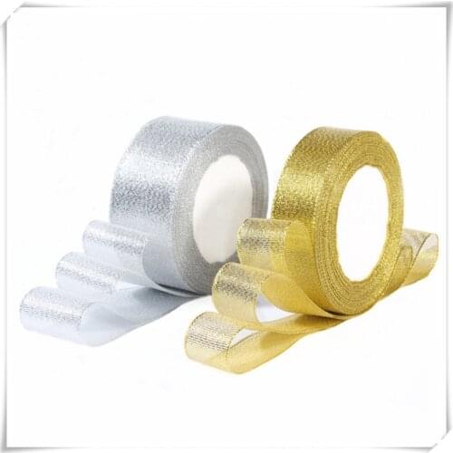 6-50mm Gold/silver Organza With Flash Embroidery Onion Ribbon Wedding DIY Cake Gift Decoration Lace Ribbons For Needlework Craft