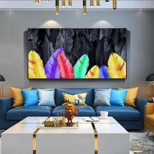 Abstract Colorful Feathers Wall Art Canvas Prints Modern Posters And Prints Canvas Art Paintings For Living Room Cuadros Decor