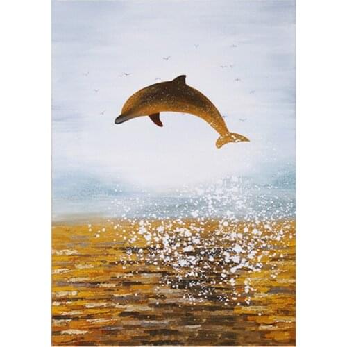 DIY 5D Sale Diamond Embroidery, Mosaic, Dolphin Jumping In the Sea, Oil Painting, Full, Painting Cross Stitch