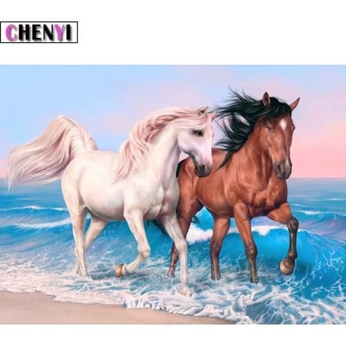 CHENYI 5D Diy Diamond Painting Animal Horse Cross Stitch Full Square Diamond Embroidery Rhinestones Mosaic Art Home Decoration