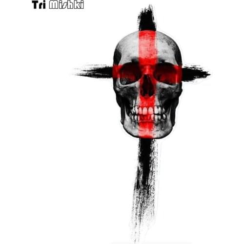 Tri Mishki WCS731 12*20cm red skull cross car sticker funny PVC coloful Decals Motorcycle Accessories sticker