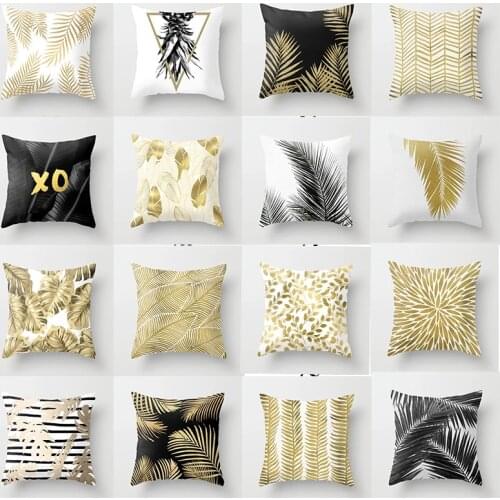 Nordic Style Golden Leaves Series Decorative Pillowcase Cushions for Sofa Polyester Pillowcover Decorative