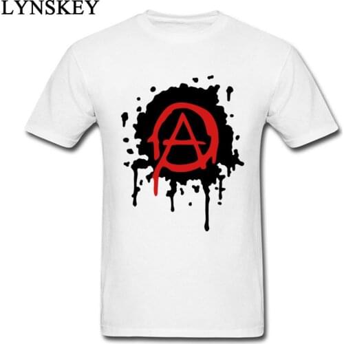 Anarchy Graffiti Pattern Printed On Tops & Tees High Quality Cotton Fabric Mens T-shirt Fashion Simple Style