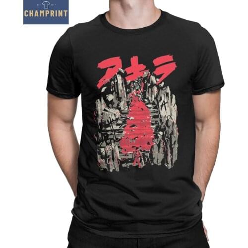 Akira Retro Vintage Men T Shirts Anime Leisure Tees Short Sleeve Crew Neck T-Shirt Cotton 4XL 5XL Clothes