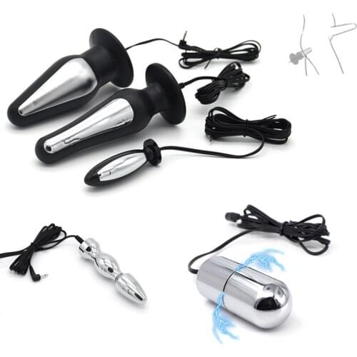 Electric Shock Pulse Anal Vaginal Plug Masturbator Electro Stimulator Prostate Massage Butt Plug Medical Themed Toys For Couples