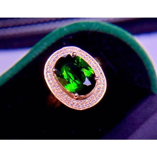 E422 Tourmaline Ring Fine Jewelry Solid 18K Gold Nature Green Tourmaline Gemstones 4.8ct Diamonds Rings for Women Fine Present